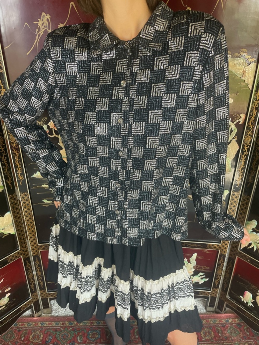 1980s graphic glitter shirt